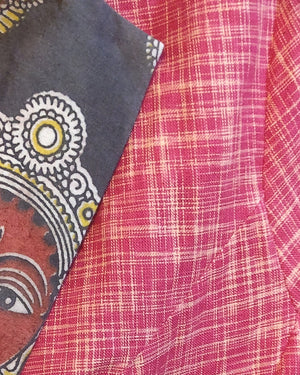 Blazer Jacket - Red Khadi & Black God Print Collar