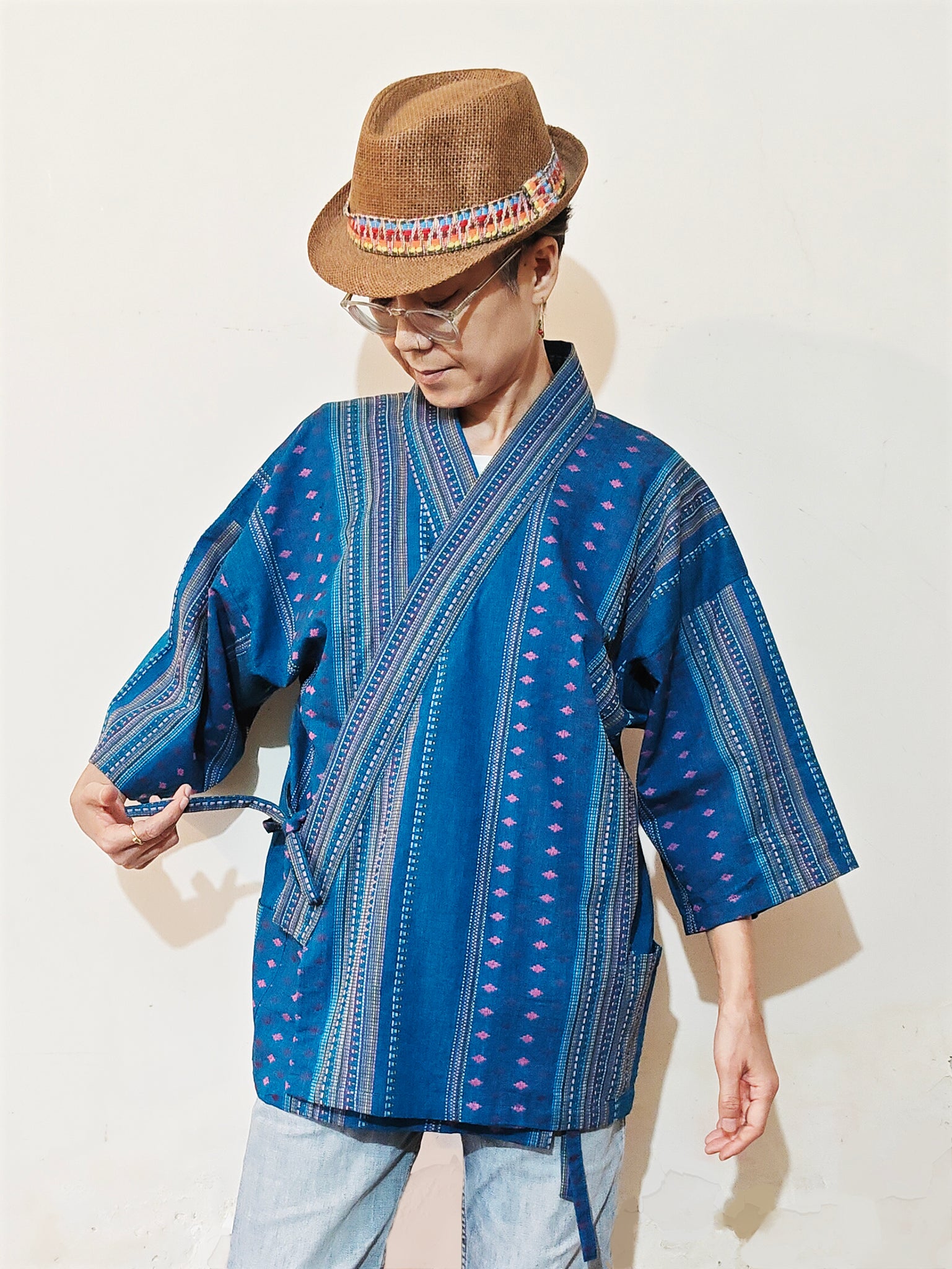 Kimono (Jinbei) Jacket - Odissa Weave (Blue) – MIRCHI KOMACHI