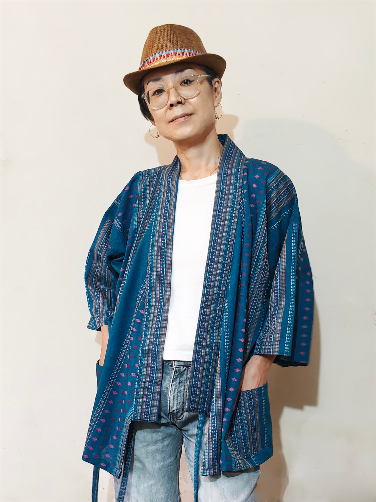 Kimono (Jinbei) Jacket - Odissa Weave (Blue) – MIRCHI KOMACHI