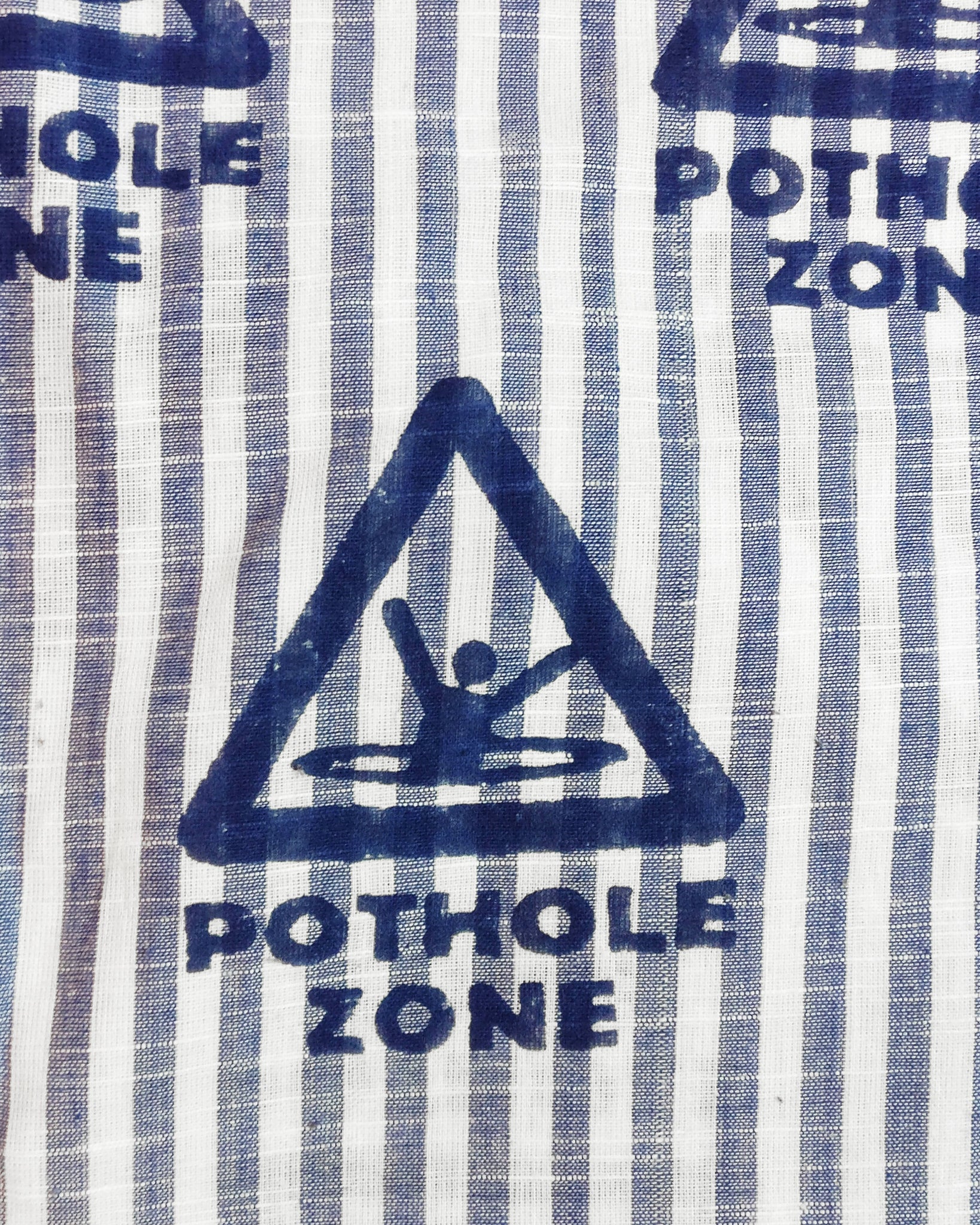 Hooded Parka Jacket - Pothole Zone On Blue Stripe
